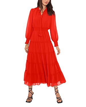 1.state Long Sleeve Tiered Maxi Dress In Studio Red