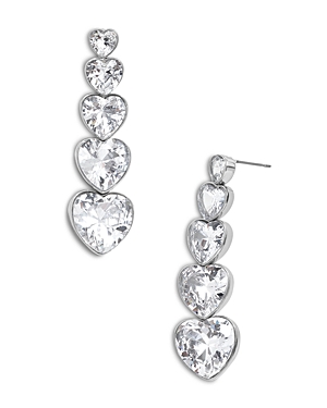 Shop Baublebar Minette Cubic Zirconia Heart Linear Drop Earrings In Silver Tone
