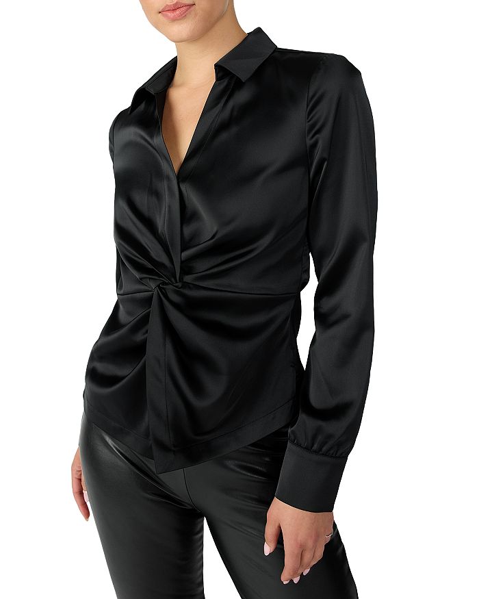 Sanctuary Easy On Me Satin Twist Front Blouse | Bloomingdale's