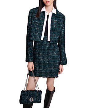 Lauren London Tweed Wool Plaid Elegant Dress Beige / XL