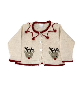 Melange Collection - Girls' Knit Reindeer Cardigan - Baby, Little Kid