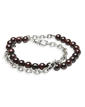 The Monotype The Duncan Tiger's Eye Beaded Bracelet In Brown/silver