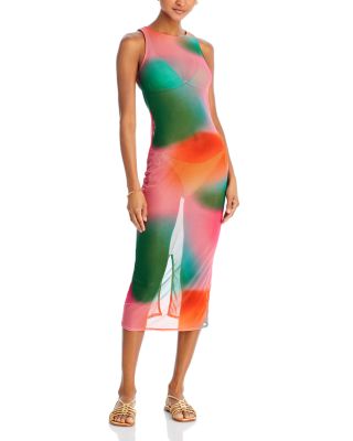 AQUA Sheer Tie Dyed Mesh Cover Up Dress - Exclusive | Bloomingdale's Women