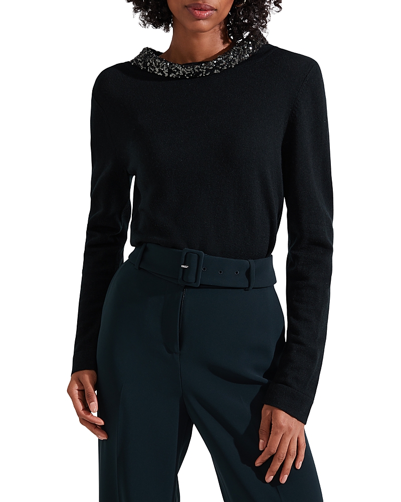 Hobbs London Esther Embellished Sweater In Black