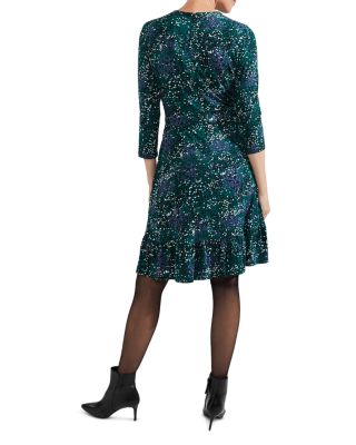 Ami Printed Ruffled Hem Dress