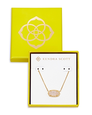 Kendra Scott Elisa Azalea Illusion Stone Pendant Necklace In 14k Gold Plated, 15-17 In Gold Iridescent