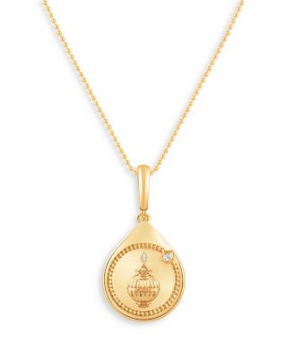 HARAKH - Diamond Accent Kalasha Pendant Necklace in 18K Yellow Gold, 0.05 tcw, 18"