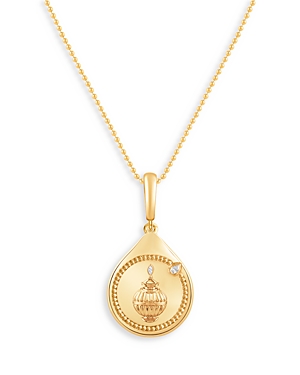 Harakh Diamond Accent Kalasha Pendant Necklace In 18k Yellow Gold, 0.05 Ct. T.w., 18