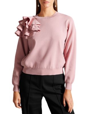 Ted baker pink ruffle jumper sale