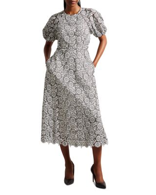 ted baker grey floral dress Short Glitter-Print Homecoming Dress with Pockets– PromGirl main image 1