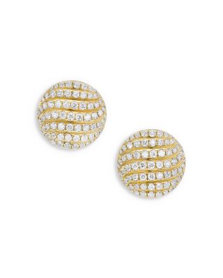 David Yurman 18K Yellow Gold Sculpted Cable Diamond Pave Stud Earrings