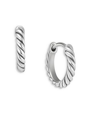 David Yurman Sculpted Cable Micro Huggie Hoop Earrings, 10.7mm