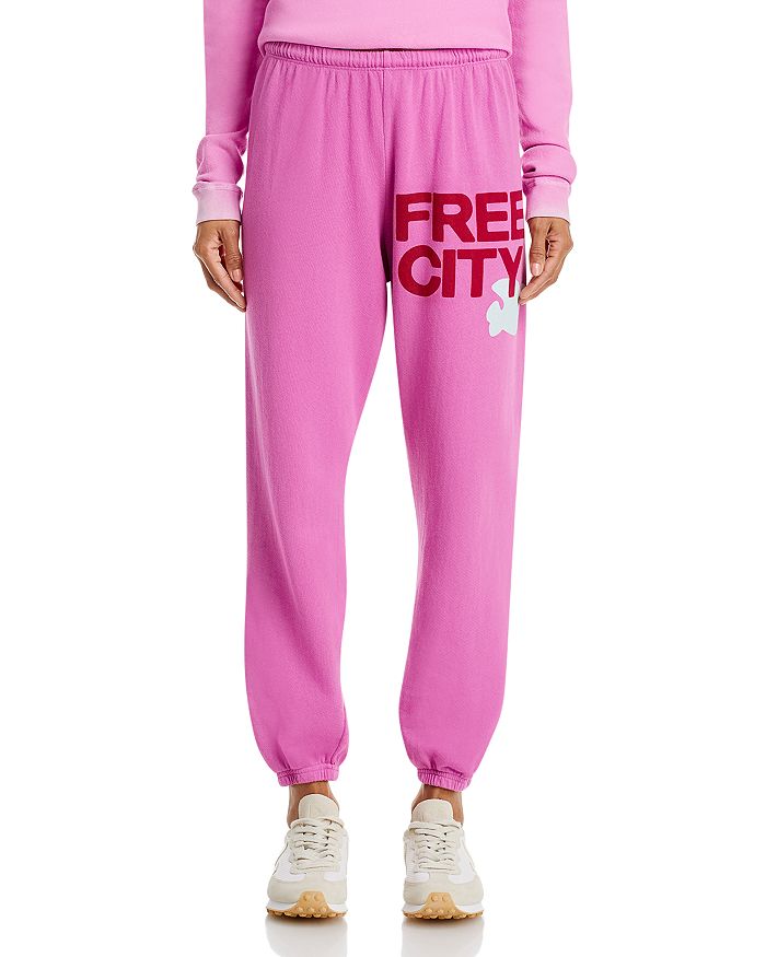Free City Cotton Logo Sweatpants In Pink Plant Silver