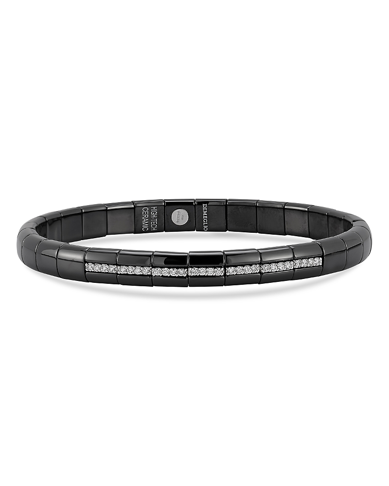 18K White Gold & Black Ceramic Pura Diamond Stretch Bracelet