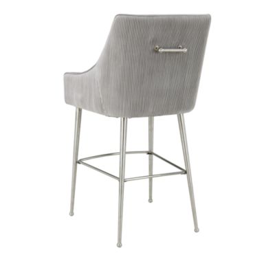  Beatrix Pleated Velvet Bar Stool in Black