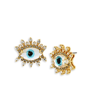 Kurt Geiger Faceted Evil Eye Stud Earrings In Blue/gold