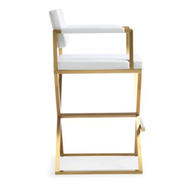  Director Performance Vegan Leather and Stainless Steel Barstool in Black