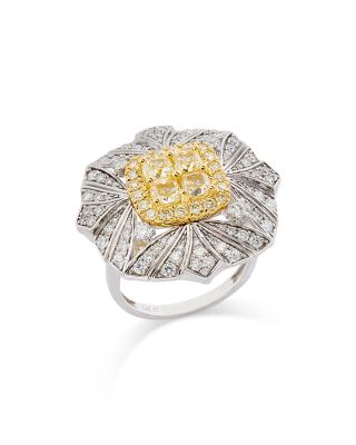 Bloomingdale's Fine Collection - Yellow & White Diamond Vintage Look Halo Ring in 14K Yellow & White Gold, 3.10 tcw