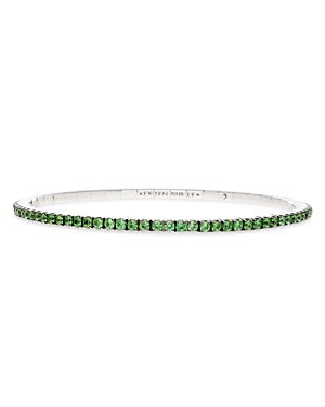 Ex-tensible 18k White Gold Tsavorite Stretch Tennis Bracelet In Green