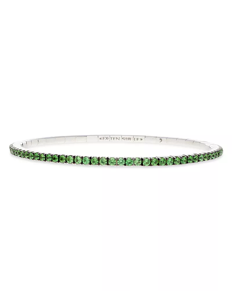 Extensible 18K White Gold Tsavorite Stretch Tennis Bracelet