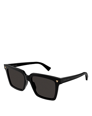 Bottega Veneta Triangle Stud Square Sunglasses, 55mm In Black/gray Solid