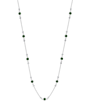 Bloomingdale's Emerald & Diamond Station Collar Necklace in 14K White Gold, 18