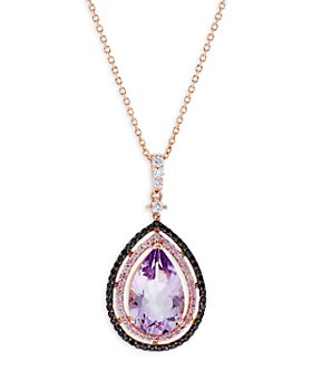 Bloomingdale's - Rose Amethyst & Diamond Statement Pendant Necklace in 14K Rose Gold, 16"
