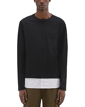Theory Project Cotton Jersey Long-sleeve Combo Tee In Black