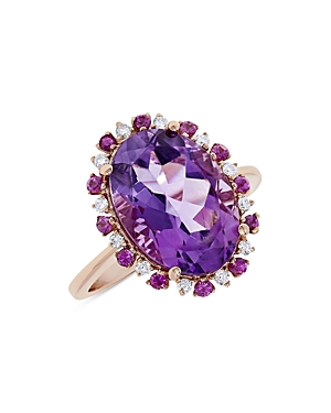 Bloomingdale's Amethyst & Diamond Oval Ring In 14k Rose Gold In Purple/rose Gold