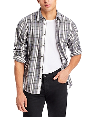 Rag & Bone Fit 2 Cotton Blend Engineered Donegal Plaid Relaxed Fit Button Down Shirt In Gray Plaid