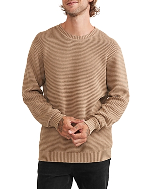 Marine Layer Garment Dyed Crewneck Sweater In Toasted Coconut