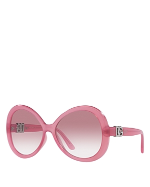 Dolce & Gabbana Oval Sunglasses, 60mm In Pink/pink Gradient