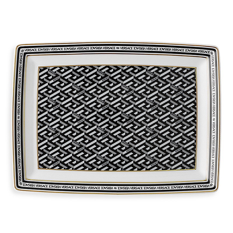 Versace La Greca Signature Letter Tray, 7" In Black