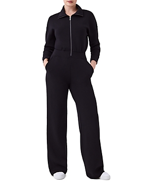 Spanx Aire Wide Leg Jumpsuit In Very Black