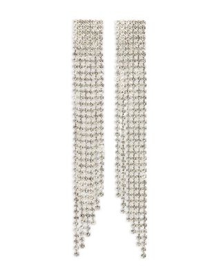 Crystal Haze Jewelry Club Nostalgia - Nyc Cubic Zirconia Fringe Statement Earrings in Sliver Plated