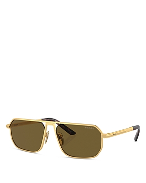 Shop Prada Pillow Sunglasses, 59mm In Gold/brown Solid