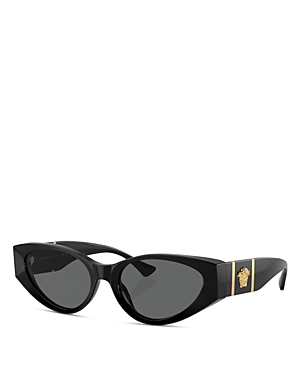 Shop Versace Solid Cat Eye Sunglasses, 55mm In Black/gray Solid
