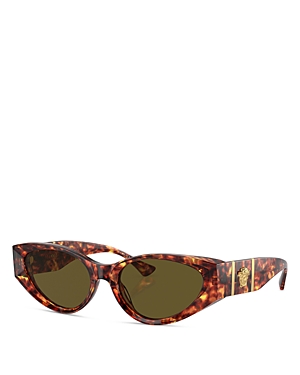 Versace Solid Cat Eye Sunglasses, 55mm In Brown/brown Solid