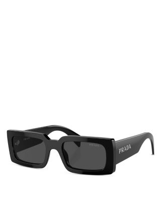 Prada Eyewear Rectangular Frame Sunglasses In Black/gray Solid