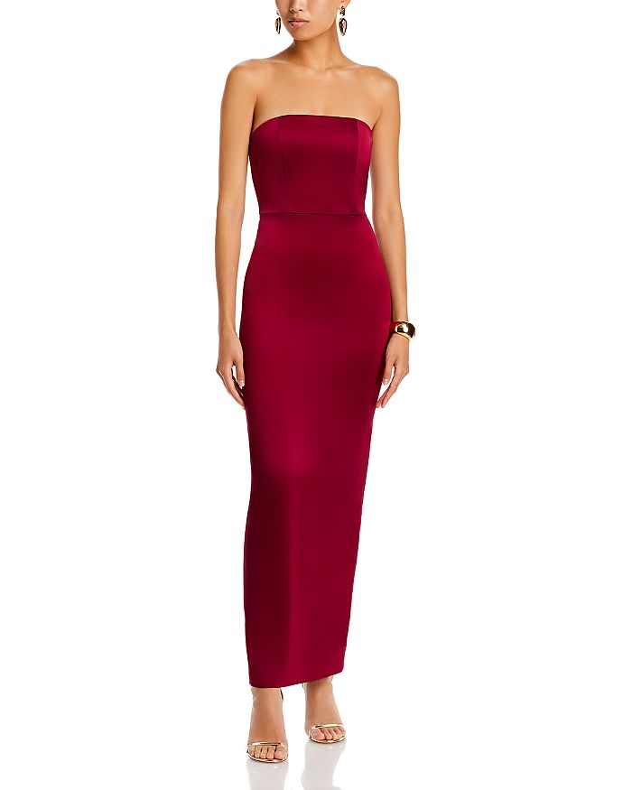 Shop Alice And Olivia Doreen Strapless Maxi Dress In Bordeaux