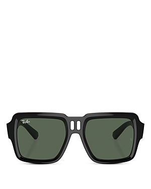 Ray Ban Ray-ban Magellan Square Sunglasses, 54mm In Black/green Solid