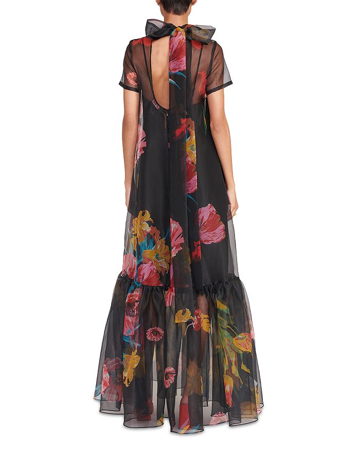 Shop Staud Calluna Sheer Over Slip Dress In First Bloom Night
