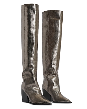 Allsaints Reina Over The Knee Boot In Gunmetal Gray