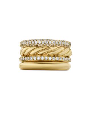 DY Mercer Multi Row Ring in 18K Yellow Gold with Pav&eacute; Diamonds
