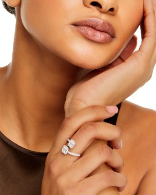 Diamond Multi Cut Bypass Ring 14K White Gold, 1.0 tcw