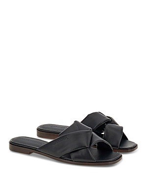 Ferragamo Alrai Origami Knot Slides In Nappa Leather In Nero