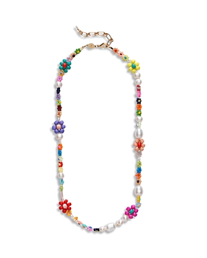 Anni Lu Mexi Flower Beaded Necklace in 18K Gold Plated, 16.5
