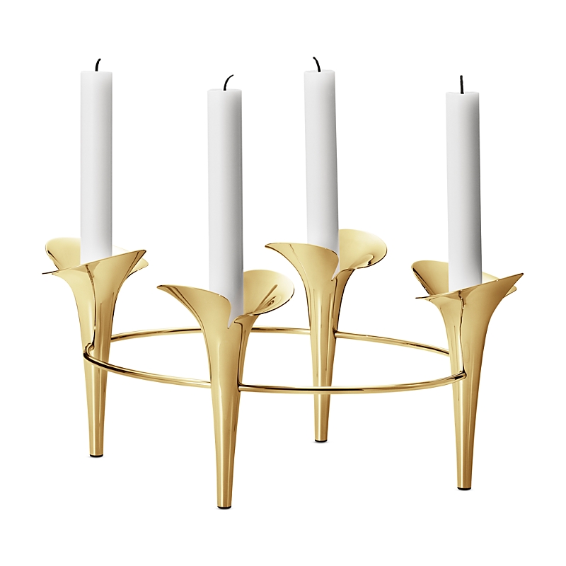 Georg Jensen Bloom 18k Gold-plated Taper Candleholder In Gold