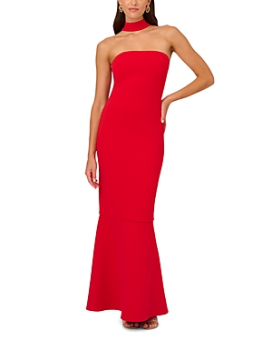 Shop Liv Foster Bonded Crepe Strapless Gown In Red