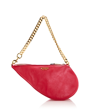 Shop Moschino Heart Leather Shoulder Bag In Red